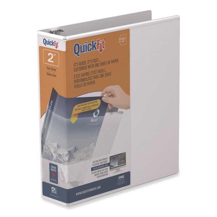 STRIDE WRITING QuickFit D-Ring View Binder, 3 Rings, 2" Capacity, 11 x 8.5, White (STW87030)