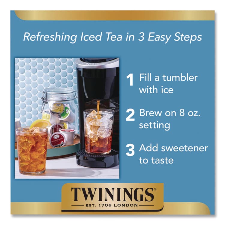 TWININGS NORTH AMERICA Iced Tea K-Cups, Unsweetened Black, 24/Box (TWGTNA23048) thumbnail 4