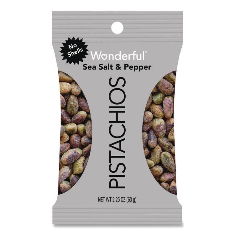 THE WONDERFUL COMPANY, LLC No Shells Sea Salt and Pepper Pistachios, 2.25 oz Pack, 8/Box (WPSPAR70144) thumbnail 2