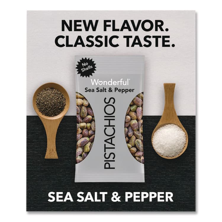 THE WONDERFUL COMPANY, LLC No Shells Sea Salt and Pepper Pistachios, 2.25 oz Pack, 8/Box (WPSPAR70144) thumbnail 3