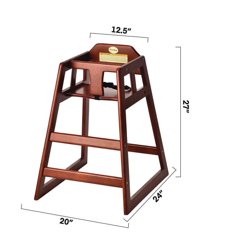 ALPINE INDUSTRIES Wooden Stackable High Chair, Supports Up to 50 lb, 29.02" h, Mahogany (ALHALP41201MA) thumbnail 2
