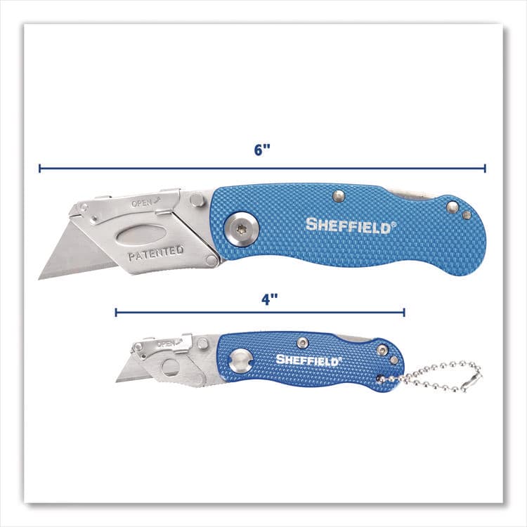 GREAT NECK SAW MFG. Folding Lock Back Utility Knife Set, 1 Standard, 1 Mini, Blue (GNS12117) thumbnail 2
