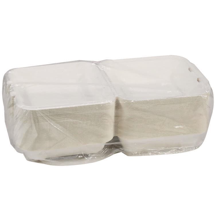 PACTIV EVERGREEN CORPORATION EarthChoice PFAS Free Compostable Hinged Lid Container, 9 x 9 x 3.5, White, Sugarcane, 150/Carton (PCTYMCH0901BB) thumbnail 3