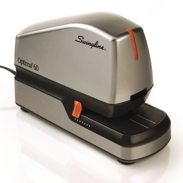 ACCO BRANDS, . Optima 60 Electric Stapler, 60-Sheet Capacity, Silver/Black/Orange (SWI48210) thumbnail 2