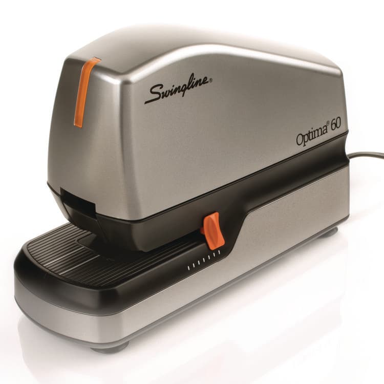 ACCO BRANDS, . Optima 60 Electric Stapler, 60-Sheet Capacity, Silver/Black/Orange (SWI48210)