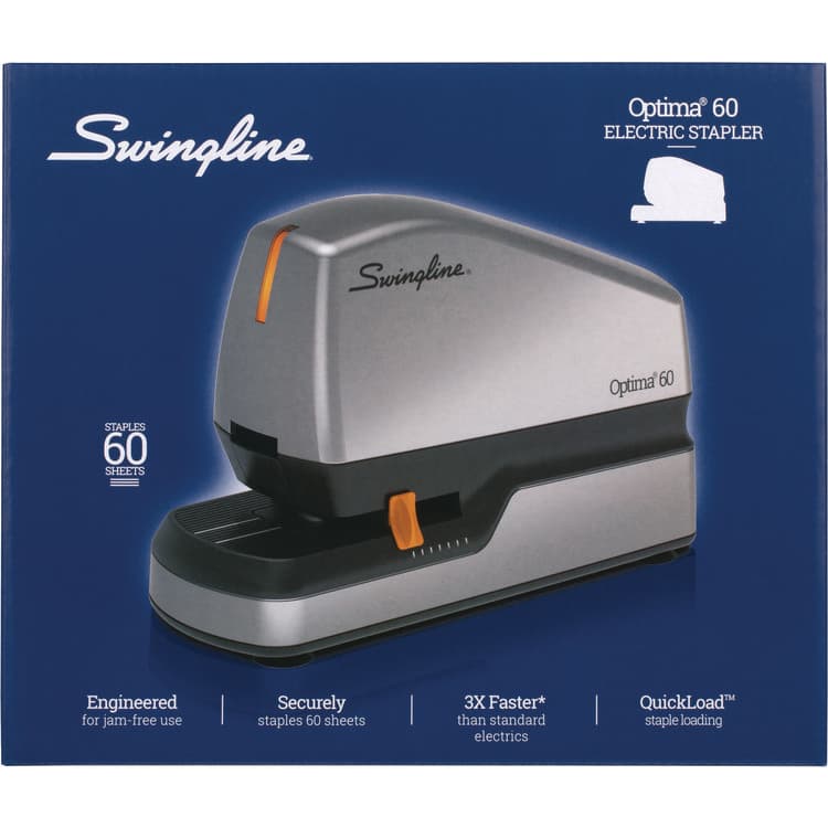 ACCO BRANDS, . Optima 60 Electric Stapler, 60-Sheet Capacity, Silver/Black/Orange (SWI48210) thumbnail 4