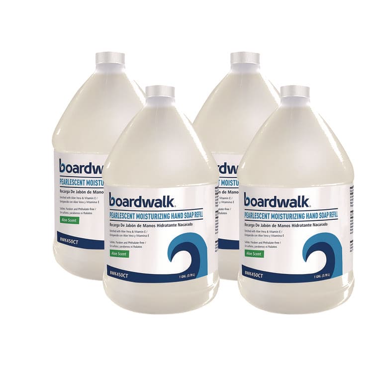 BOARDWALK Pearlescent Moisturizing Liquid Hand Soap Refill, Aloe Scent, 1 gal Bottle, 4/Carton (BWK450CT)
