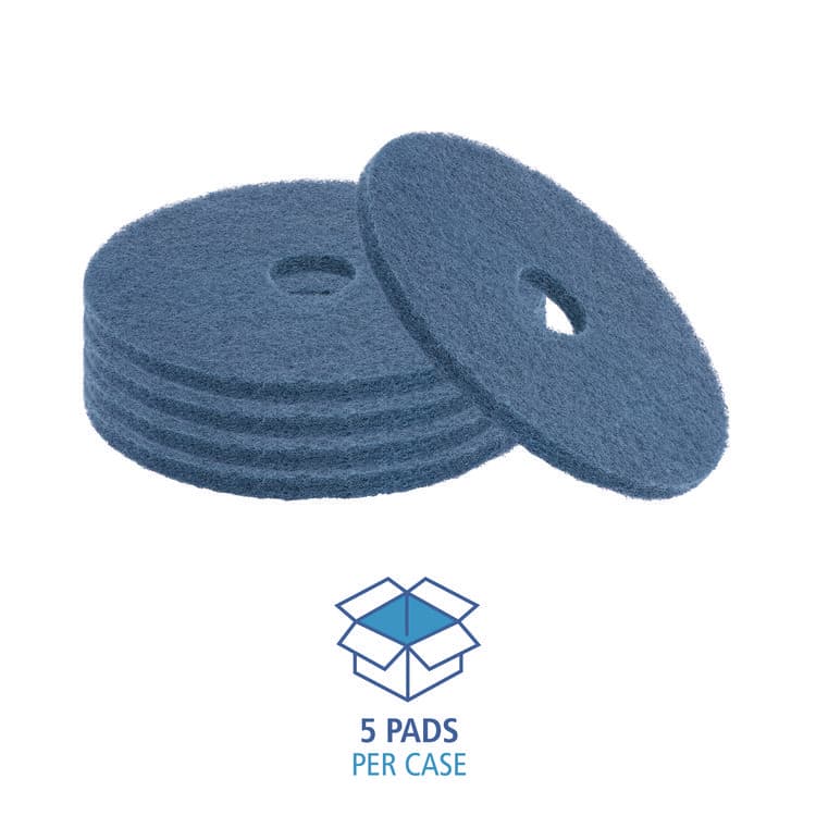 BOARDWALK Scrubbing Floor Pads, 14" Diameter, Blue, 5/Carton (BWK4014BLU) thumbnail 4