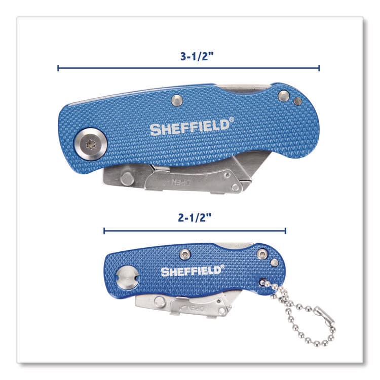 GREAT NECK SAW MFG. Folding Lock Back Utility Knife Set, 1 Standard, 1 Mini, Blue (GNS12117) thumbnail 3