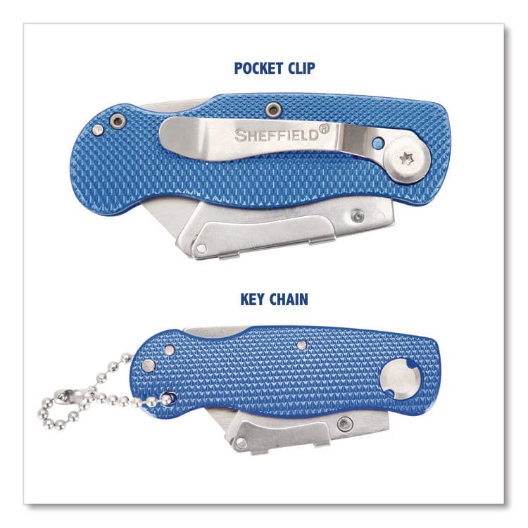GREAT NECK SAW MFG. Folding Lock Back Utility Knife Set, 1 Standard, 1 Mini, Blue (GNS12117) thumbnail 4