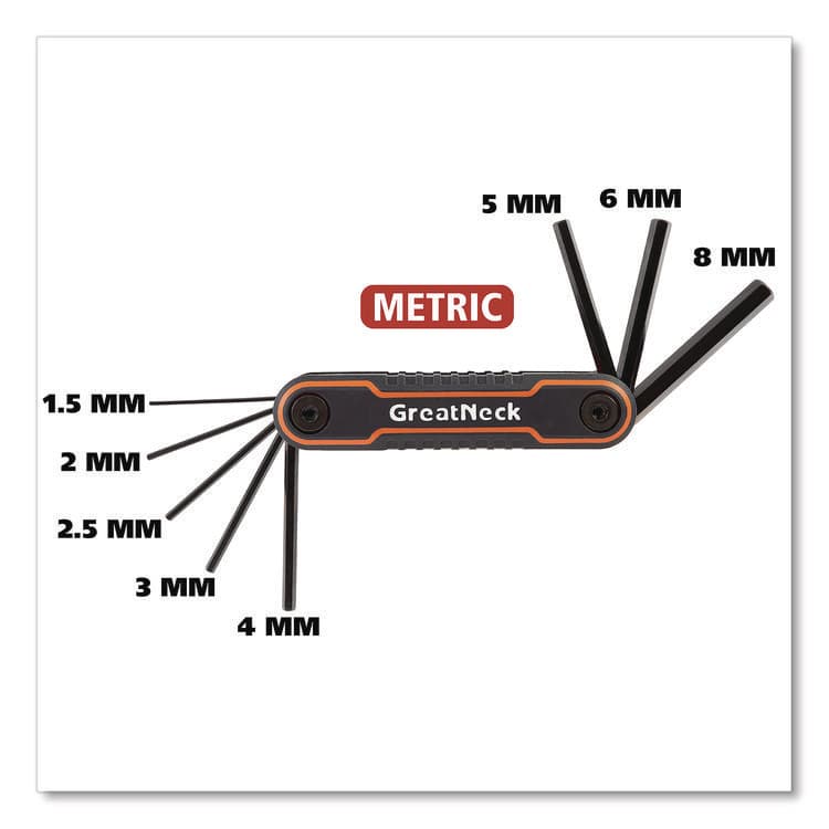 GREAT NECK SAW MFG. Hex Key Fold-Up Tool Set, Two-Piece, Metric/SAE, Black-Oxide/Blue (SAE), Black-Oxide/Red (Metric) (GNS74205) thumbnail 2