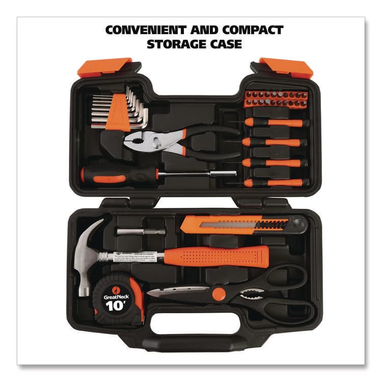 GREAT NECK SAW MFG. Homeowner's 39-Piece Tool Set, 12.38" x 3" x 7.25" Carry Case (GNS73802) thumbnail 4