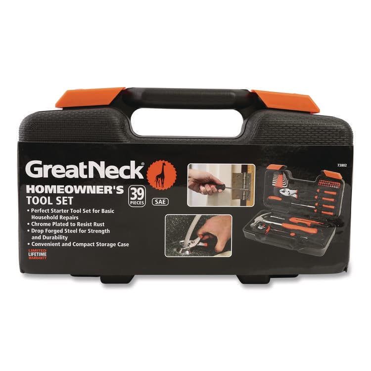 GREAT NECK SAW MFG. Homeowner's 39-Piece Tool Set, 12.38" x 3" x 7.25" Carry Case (GNS73802) thumbnail 3