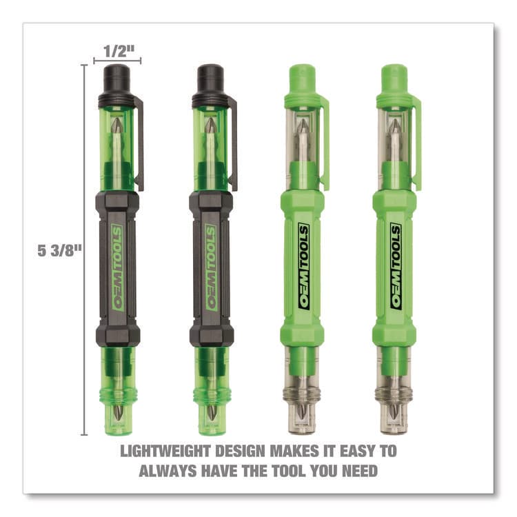 GREAT NECK SAW MFG. 6-Way Pen-Style Screw/Nut Driver, Phillips/Slotted Bits, Metric Sockets, 5.38" Long, Black/Green, Green/Clear, 4/Pack (GNS22537) thumbnail 4