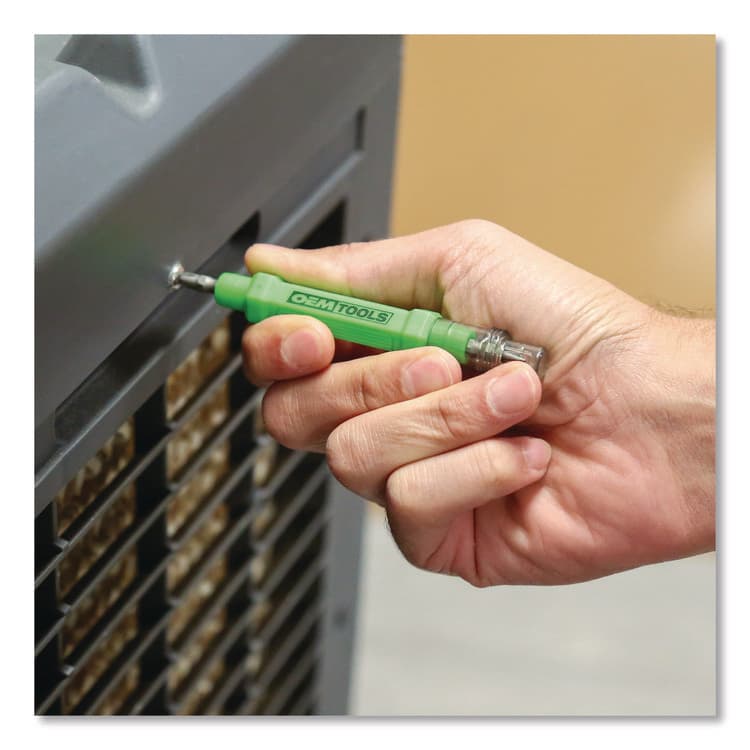 GREAT NECK SAW MFG. 6-Way Pen-Style Screw/Nut Driver, Phillips/Slotted Bits, Metric Sockets, 5.38" Long, Black/Green, Green/Clear, 4/Pack (GNS22537) thumbnail 3