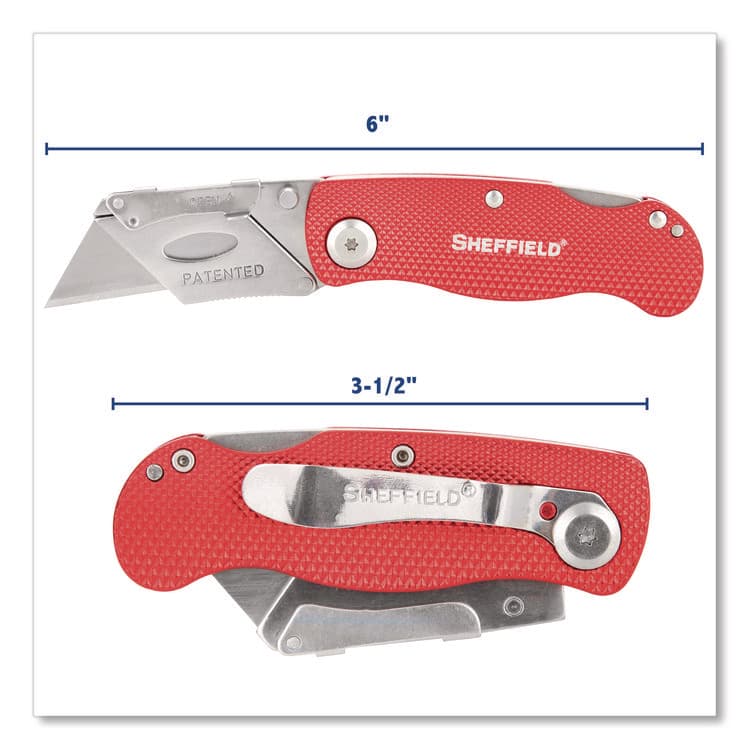 GREAT NECK SAW MFG. Quick Change Lock Back Utility Knife, 1.25" Blade, 3.5" Aluminum Handle, Red (GNS12614) thumbnail 2