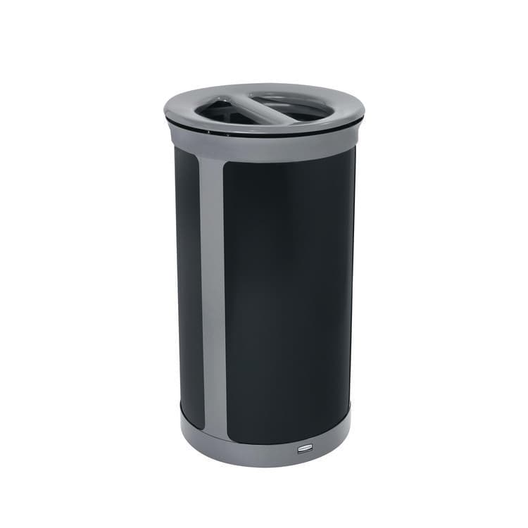 RUBBERMAID COMMERCIAL PROD. ENHANCE Series Waste Receptacle, Dual Top Hole, 33 gal, Metal, Pearl Gray/Umbra Gray (RCP2172847)