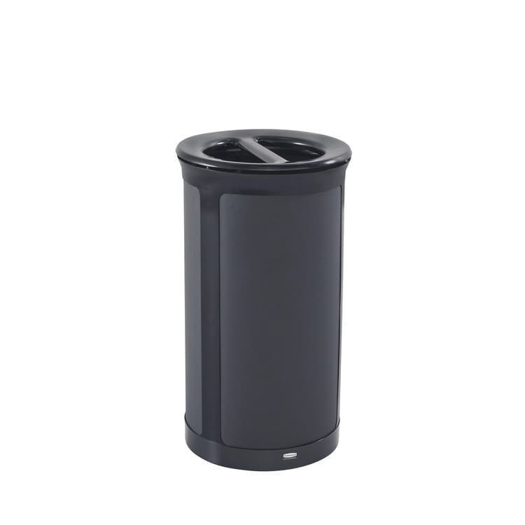 RUBBERMAID COMMERCIAL PROD. ENHANCE Series Waste Receptacle, Dual Top Hole, 33 gal, Metal, Jet Black Metallic (RCP2172848)