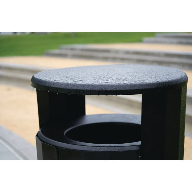 RUBBERMAID COMMERCIAL PROD. RESIST Round Waste Container, 45 gal, Metal, Textured Black/Black Gloss (RCP2184979) thumbnail 4