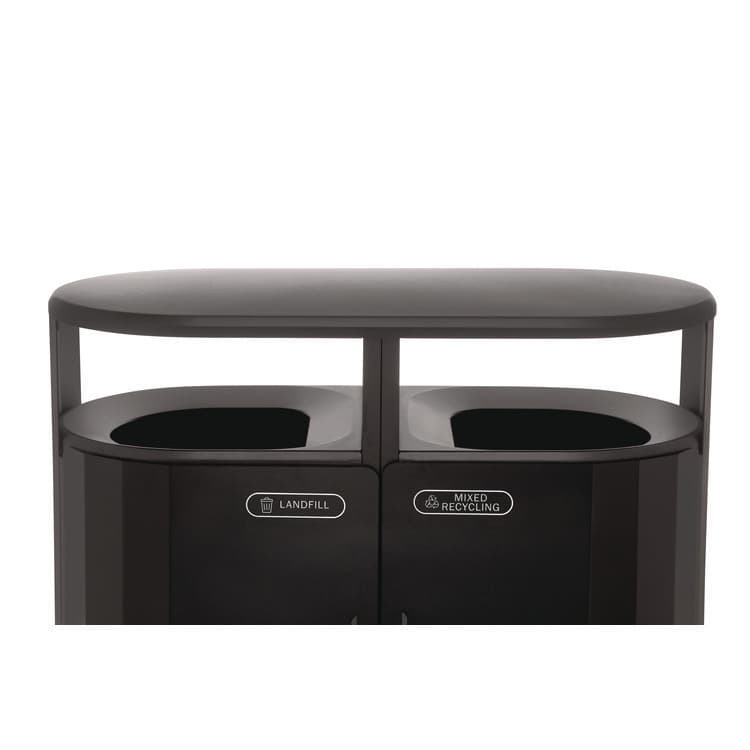 RUBBERMAID COMMERCIAL PROD. RESIST Dual Stream Waste and Recycling Container, 66 gal, Metal, Textured Black/Black Gloss (RCP2185042) thumbnail 3