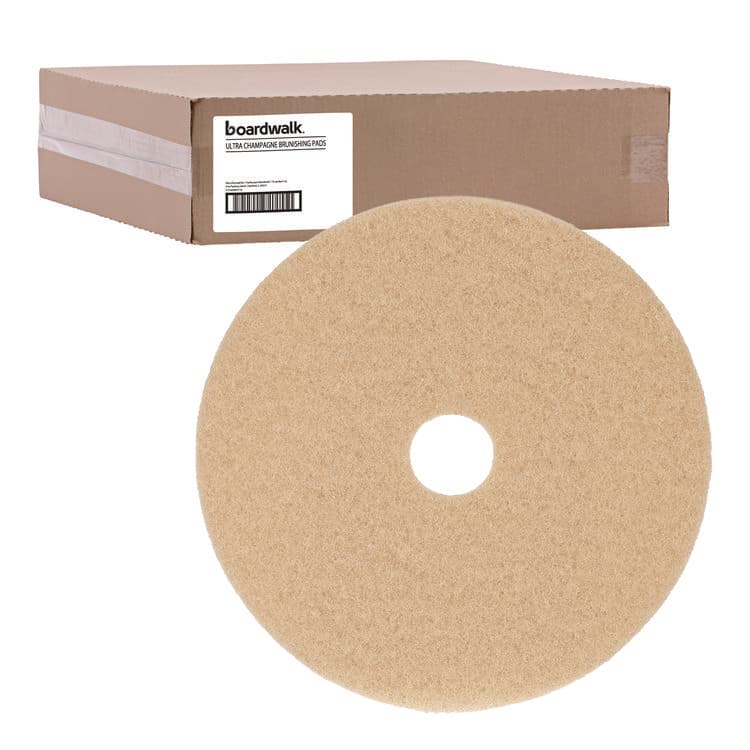 BOARDWALK Burnishing Floor Pads, 19" Diameter, Tan, 5/Carton (BWK4019ULT) thumbnail 2
