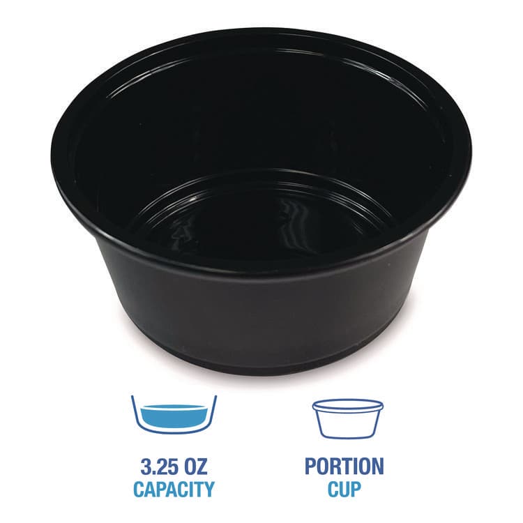 BOARDWALK Souffle/Portion Cups, 3.25 oz, Plastic, Black, 2,500/Carton (BWKPRTN325BL) thumbnail 2