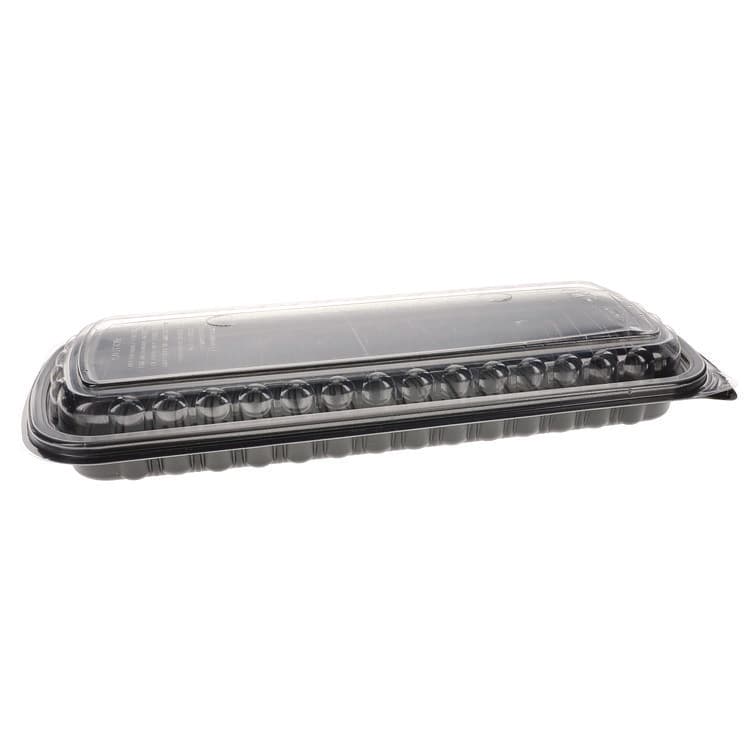 PACTIV EVERGREEN CORPORATION MealMaster Rib Container Base/Lid, 16.6 x 7.3 x 2.3, Black/Clear, Plastic, 80/Carton (PCTYCNC167000DZ)