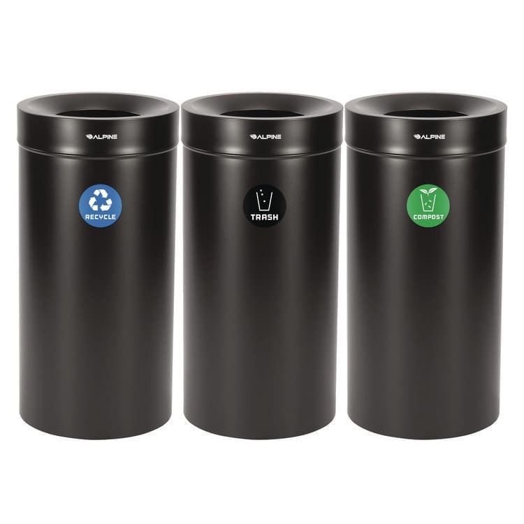 ALPINE INDUSTRIES 27 Gallon Black Stainless Steel Compost Bin, Recycling Can and Trash Receptacle (ALH47527BLKRTCO)