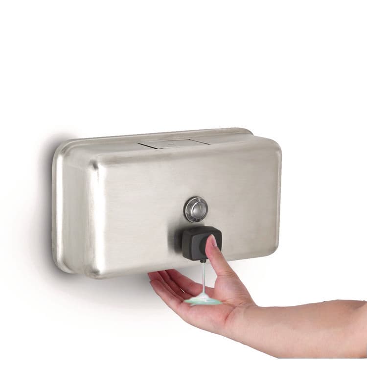 ALPINE INDUSTRIES Horizontal Manual Surface-Mounted Stainless Steel Liquid Soap Dispenser, 40 oz, 2.8 x 8.1 x 4.8, Brushed Stainless Steel (ALHALP424SSB) thumbnail 3