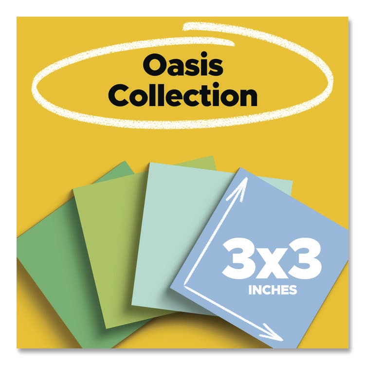 3M/COMMERCIAL TAPE DIV. 100% Recycled Paper Super Sticky Notes, 3" x 3", Oasis, 70 Sheets/Pad, 24 Pads/Pack (MMM654R24SSTCP) thumbnail 2