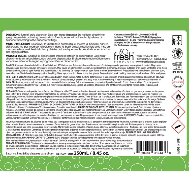 FRESH PRODUCTS Fusion Metered Aerosols, Cucumber Melon, 8.45, 12/Carton (FRSMA12CM) thumbnail 4