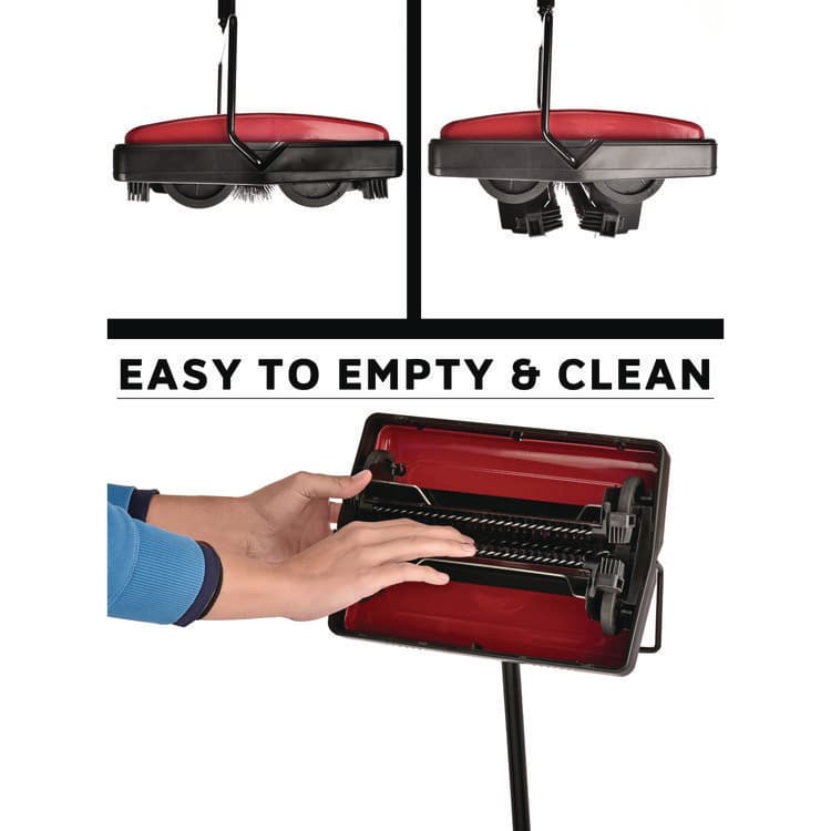 ALPINE INDUSTRIES Manual Triple Brush Carpet and Floor Sweeper, 42.5" Handle, Red (ALHALP469REDNEW) thumbnail 3