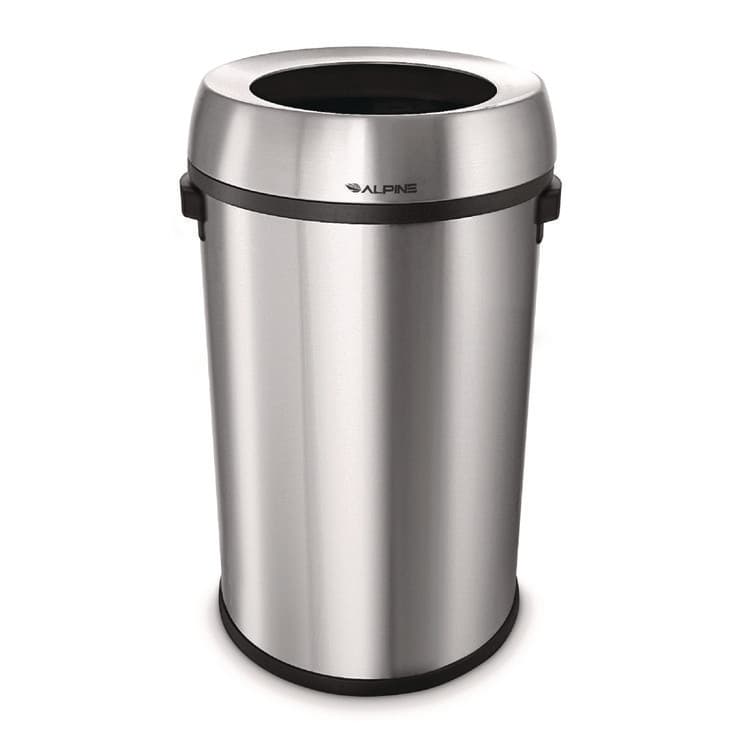 ALPINE INDUSTRIES 17 Gallon Stainless Steel Heavy-Gauge Brushed Open Top Commercial Trash Can (ALHALP47065L)