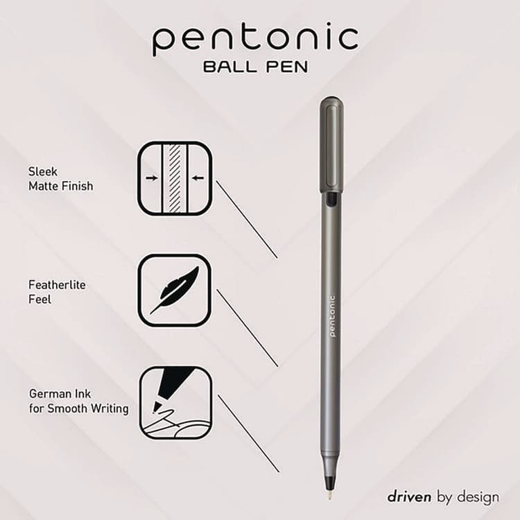 TOPS BUSINESS FORMS PENTONIC Ballpoint Pen, Stick, Medium 1 mm, Assorted Ink Colors, Charcoal Gray Barrel, 25/Pack (PNT12127) thumbnail 2