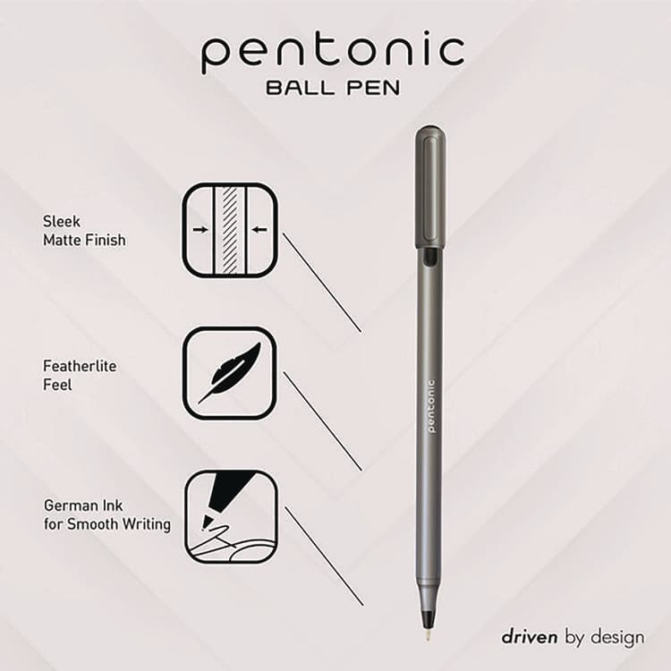 TOPS BUSINESS FORMS PENTONIC Ballpoint Pen, Stick, Medium 1 mm, Black Ink, Charcoal Gray Barrel, 25/Pack (PNT12128) thumbnail 2