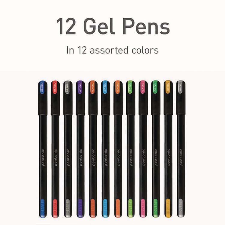 TOPS BUSINESS FORMS PENTONIC Gel Pen, Stick, Assorted Point Sizes, Assorted Ink Colors, Black Barrel, 12/Pack (PNT12185) thumbnail 3