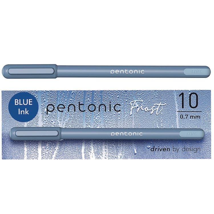 TOPS BUSINESS FORMS PENTONIC Gel Pen, Stick, Fine 0.7 mm, Blue Ink, Frosted Blue Barrel, 10/Pack (PNT13085)