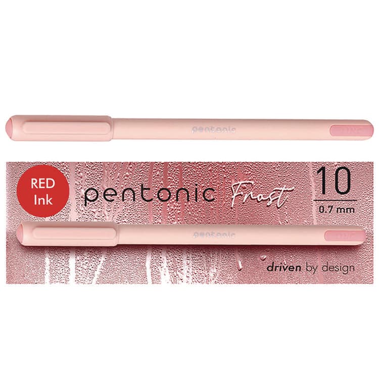 TOPS BUSINESS FORMS PENTONIC Gel Pen, Stick, Fine 0.7 mm, Red Ink, Pale Pink Barrel, 10/Pack (PNT13087)