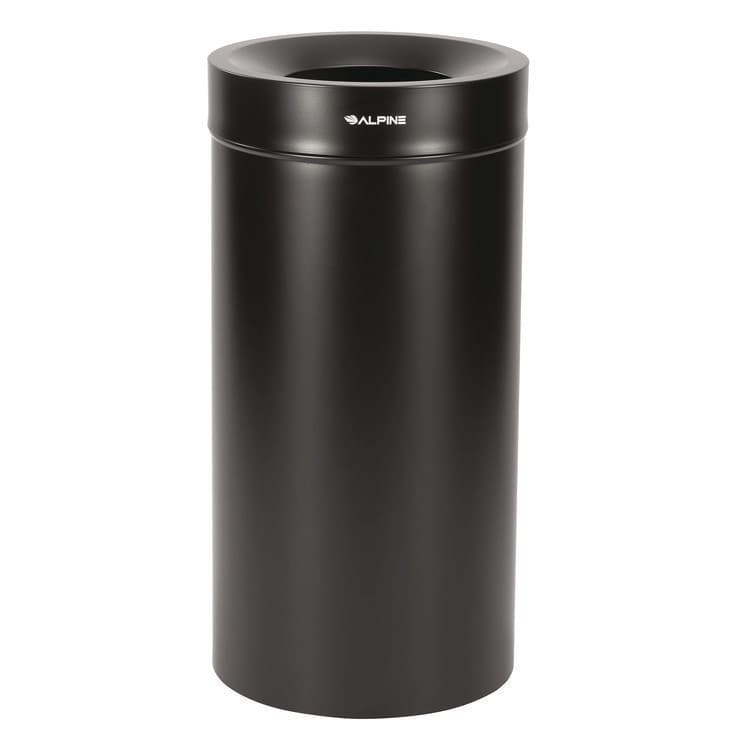 ALPINE INDUSTRIES 27 Gallon Stainless Steel Commercial Indoor Trash Can, Black (ALHALP47527BLK)