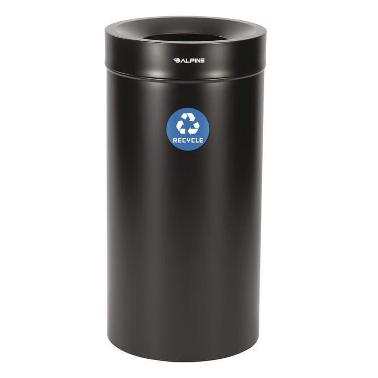 ALPINE INDUSTRIES 27 Gallon Stainless Steel Recycling Can, Black (ALHALP47527BLKR)