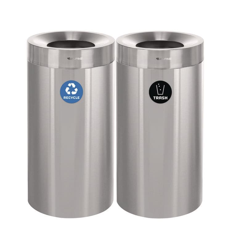 ALPINE INDUSTRIES 27 Gallon Stainless Steel Recycling Can and Trash Receptacle, Brushed Stainless Steel (ALHALP47527RT)