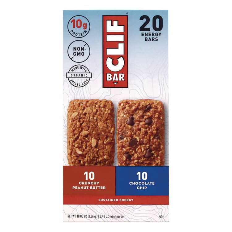 CLIF BAR & COMPANY Energy Bar, Chocolate Chip/Crunchy Peanut Butter, 2.4 oz, 20/Box (GRR22000438) thumbnail 2