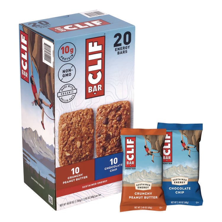 CLIF BAR & COMPANY Energy Bar, Chocolate Chip/Crunchy Peanut Butter, 2.4 oz, 20/Box (GRR22000438)