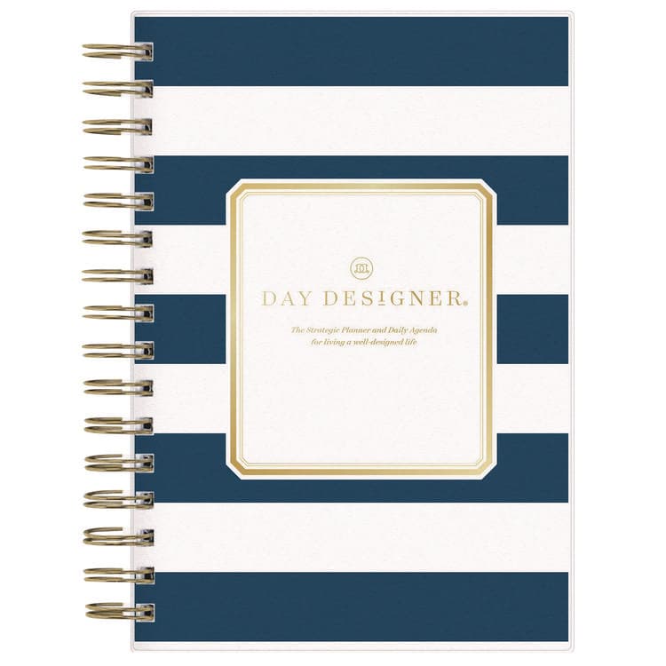BLUE SKY Day Designer Navy Stripe Daily/Monthly Planner, Horizontal Stripe Artwork, 8 x 5, Navy/White Cover, 12-Month (Jan-Dec): 2026 (BLS103623) thumbnail 2
