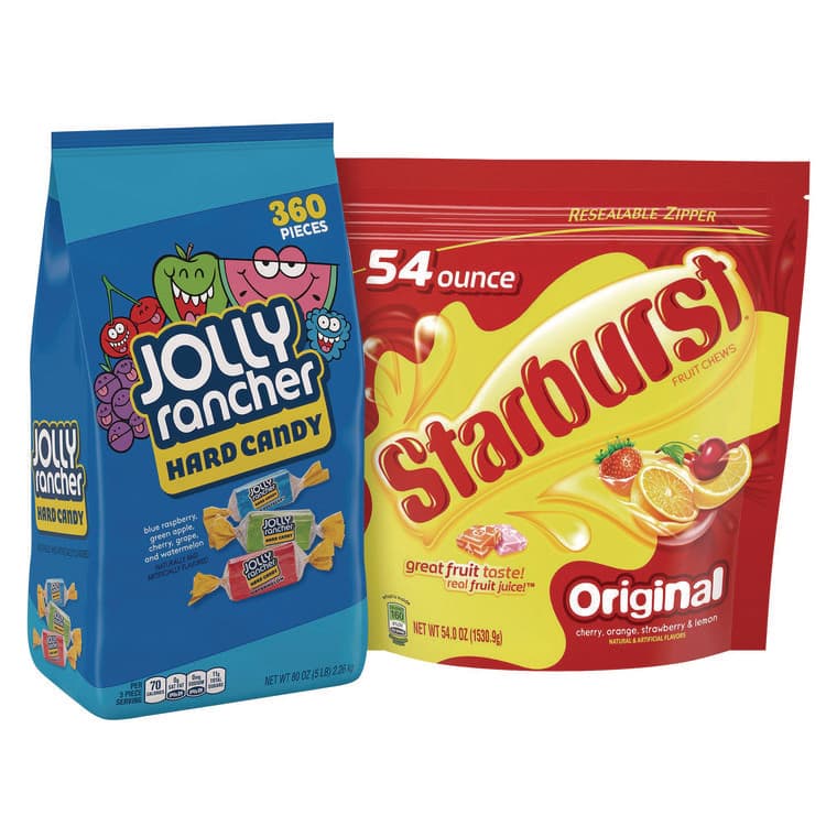 NATIONAL BRAND Chewy and Hard Candy Party Asst, Jolly Rancher/Starburst, 8.5 lbs Total, 2 Bag Bundle (GRR600B0003)