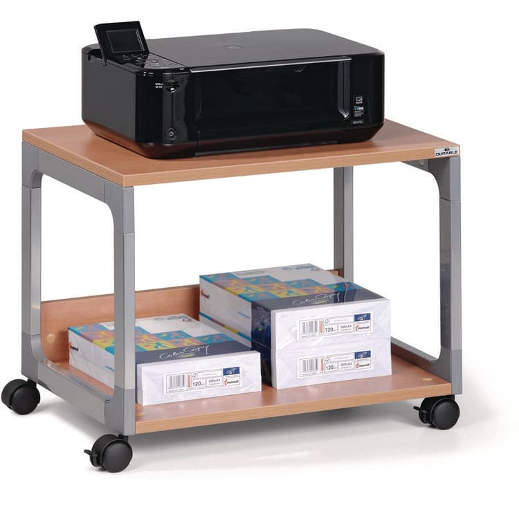 DURABLE OFFICE PRODUCTS CORP. System 48 Multi-Function Trolley, Metal, 2 Shelves, 23.6 x 18.7 x 17, Beech (DBL3710124) thumbnail 2