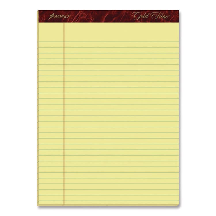 AMPAD/DIV. OF AMERCN PD&PPR Gold Fibre Writing Pads, Wide/Legal Rule, (50) Canary Yellow 8.5 x 11 Sheets, 4/Pack (TOP20032)