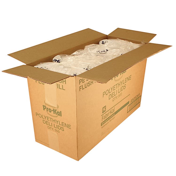 FABRI-KAL Pro Kal Polyethylene Flush Fill Round Deli Lids, 4.6" Diameter, Clear, Plastic, 500/Carton (FABPELID) thumbnail 4