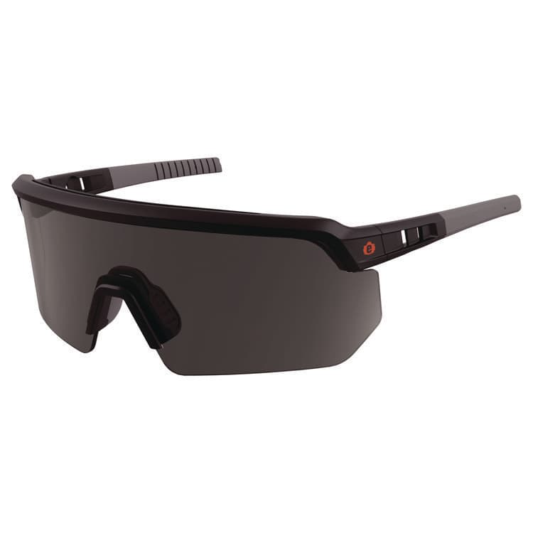 ERGODYNE CORPORATION Skullerz AEGIR Anti-Scratch Enhanced Anti-Fog Safety Glasses, Matte Black Half Frame, Polarized Smoke Single Lens (EGO55063)