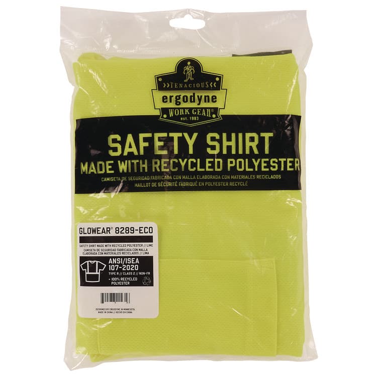TENACIOUS HOLDINGS, . GloWear 8289-ECO Class 2 Recycled Hi-Vis T-Shirt, Small, Lime (EGO21532) thumbnail 3
